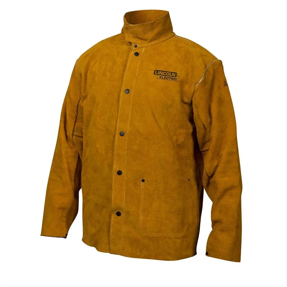 Lincoln Electric Heavy Duty Leather Welding Jacket - L, XL, 2XL Brown