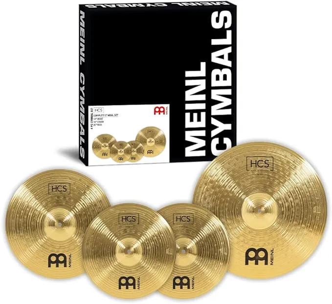 Meinl Cymbals HCS Complete Cymbal Set (Video) Box Pack with 14 inch Hihats, 16 Crash, 20 Ride for Drum Kit (35,56-50,80cm) Traditional Finish Brass (HCS141620)