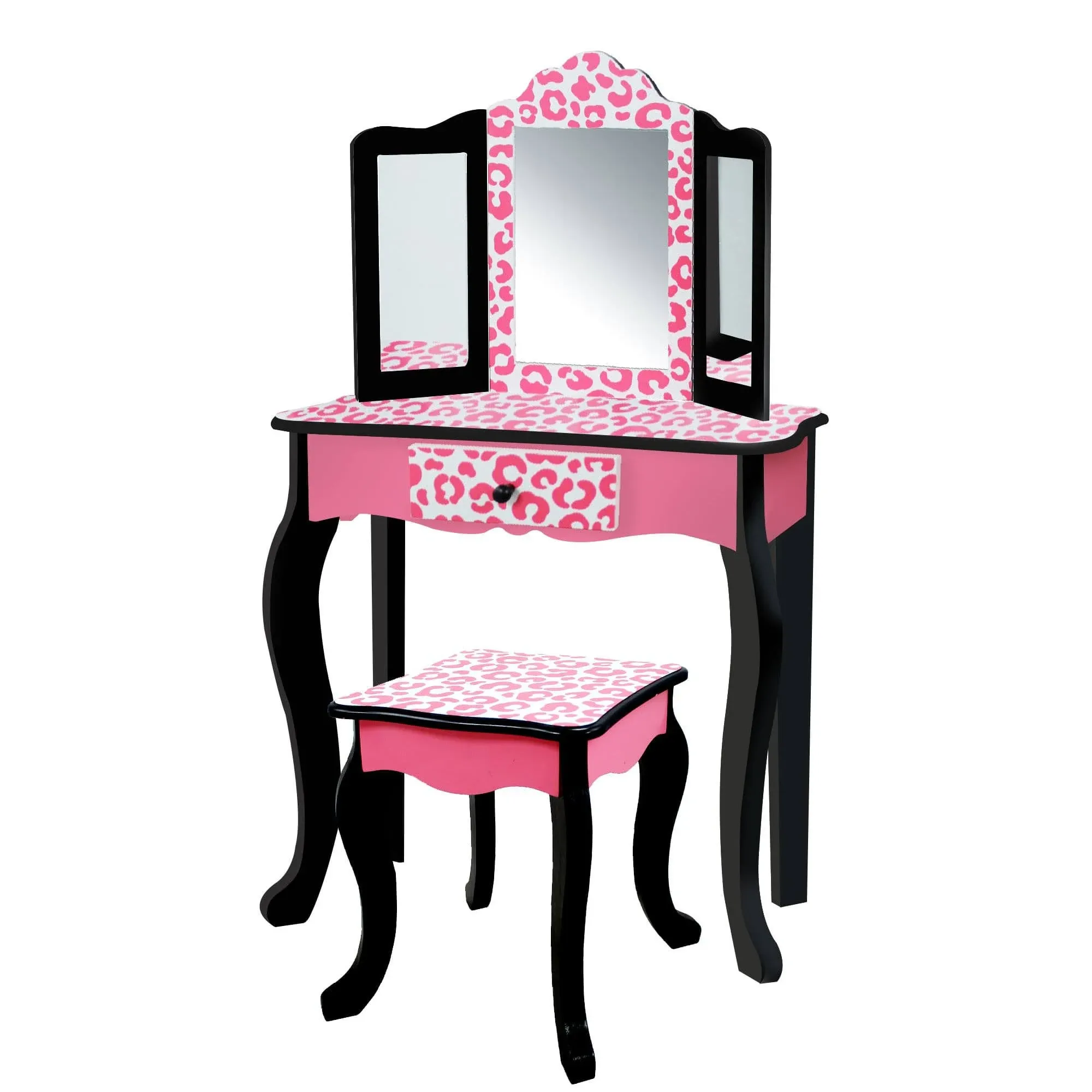 Kids Vanity Table Set Makeup Desk Pink/Black - Contemporary - Kids Bedroom Vanities - by Teamson | Houzz