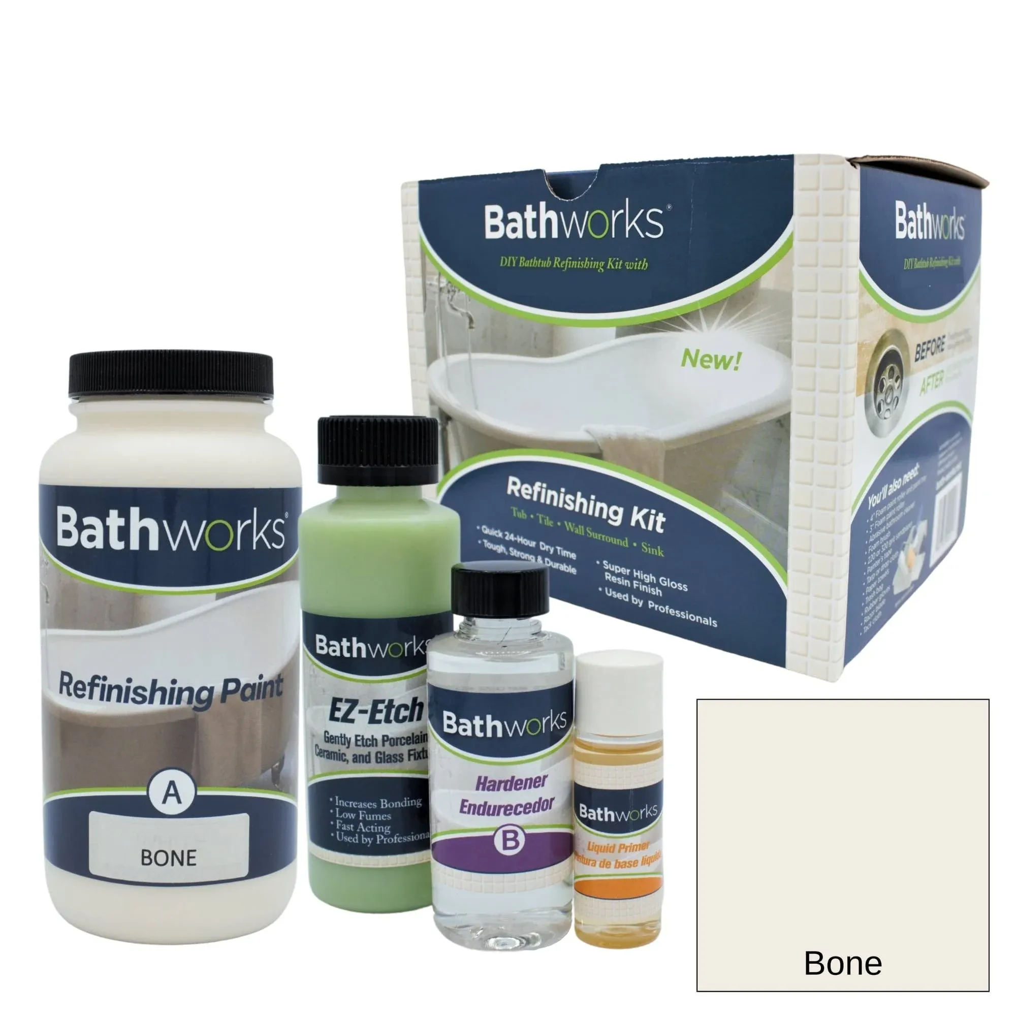 Bathworks Sink Kit Bone High-Gloss Tub and Tile Refinishing Paint (Half-pint ...