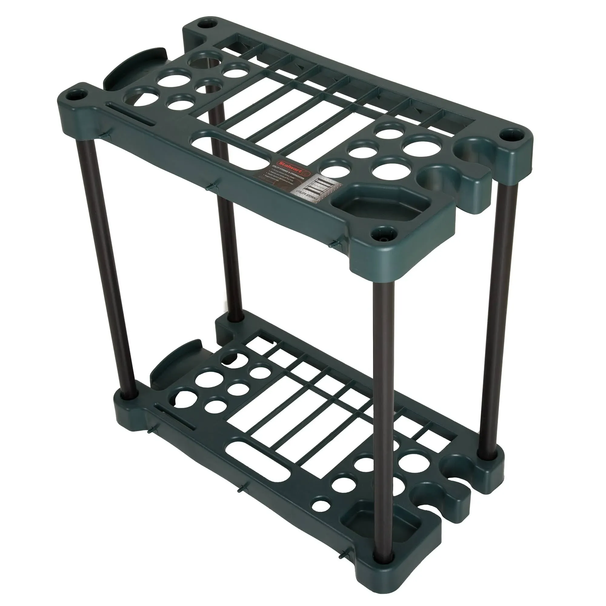 Garden Tool Organizer - 23-Inch Utility Rack Holds up to 30 Yard Tools to Maximize Floor Space - Garage Storage and Organizers by Stalwart (Green)