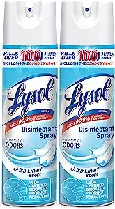 Lysol Disinfectant Spray, Sanitizing and Antibacterial Spray, For Disinfecting and Deodorizing, Crisp Linen, 19 Fl. Oz (Pack of 2)