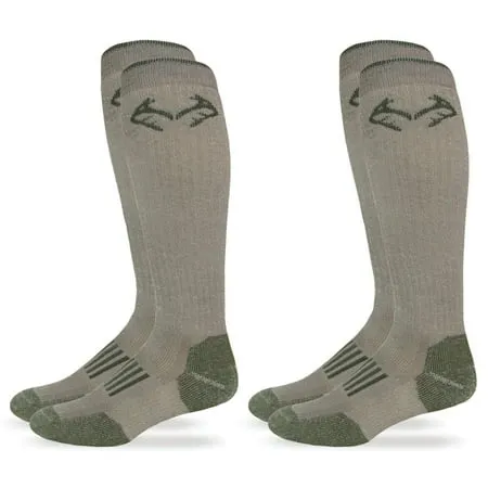 Realtree Mens Socks Outdoor Merino Wool Long Over the Calf Boot Socks 2 Pair