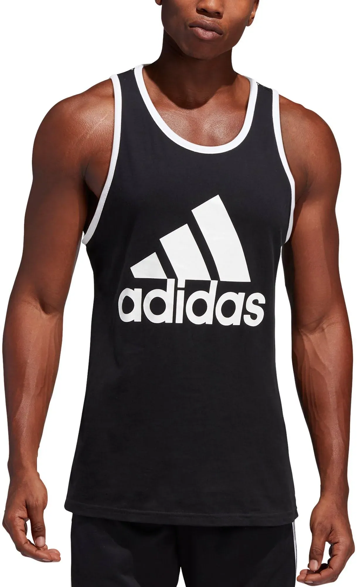 Camiseta sin mangas con logo de Adidas para hombre, color blanco y negro, talla pequeña