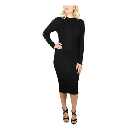 LILLUSORY Women's Cutout Crew Neck Ribbed Bodycon Long Sleeve Sweaters Dresses Midi Dress