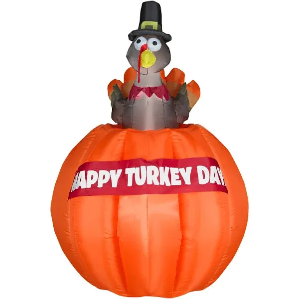 Halloween Animated Airblown Inflatable Rising Turkey in Pumpkin