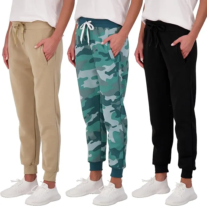 Real Essentials 3 Pack: Women's Relaxed Fit Ultra-Soft Ultra-Warm Fleece Jogger ...