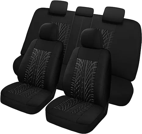 Pariitadin Car Seat Covers Full Set, Washable and Breathable Premium Cloth Automotive Vehicle Seat Cover for Car Interior, Universal Fit for Most Cars, Sedan, Truck, SUV(Black/Gray)