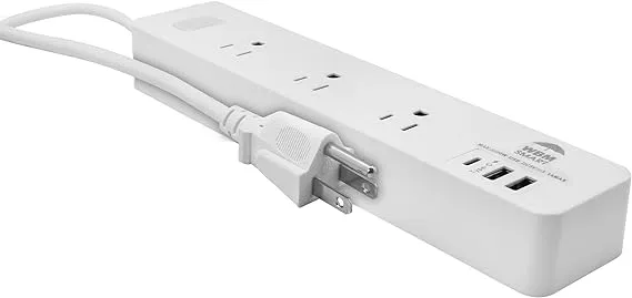 WBM Extension Cord Socket 5.9 ft 10 A, Power Strip with 2 USB Ports and 1 Type C ...