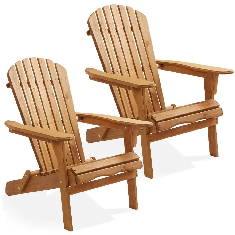 Casafield Folding Adirondack Chair, Set of 2 Cedar Wood Outdoor Fire Pit Lounge Chairs for Patio, Deck, Yard, Lawn and Garden Seating, Partially