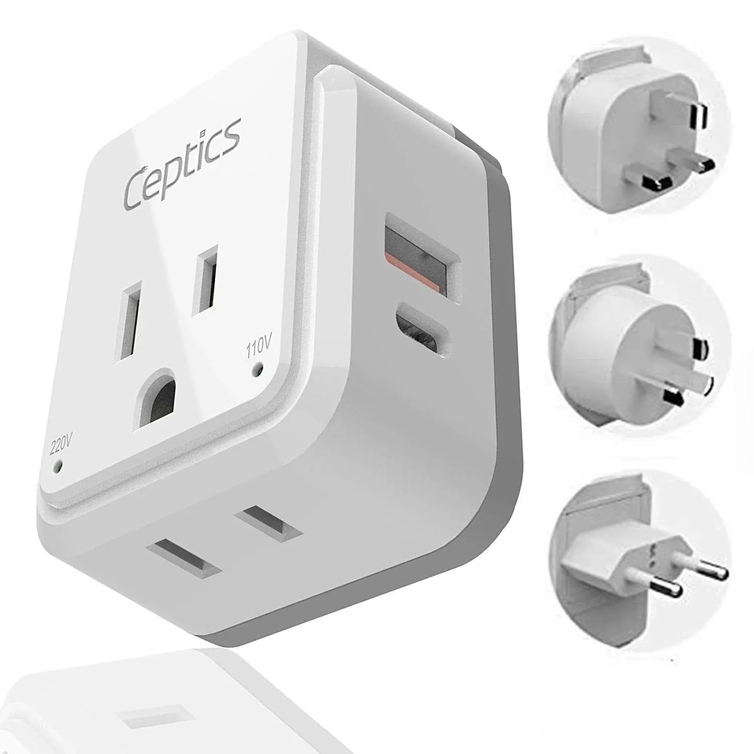 Ceptics China, Malaysia Power Adapter Travel Set, 20W PD & QC, Safe Dual USB ...