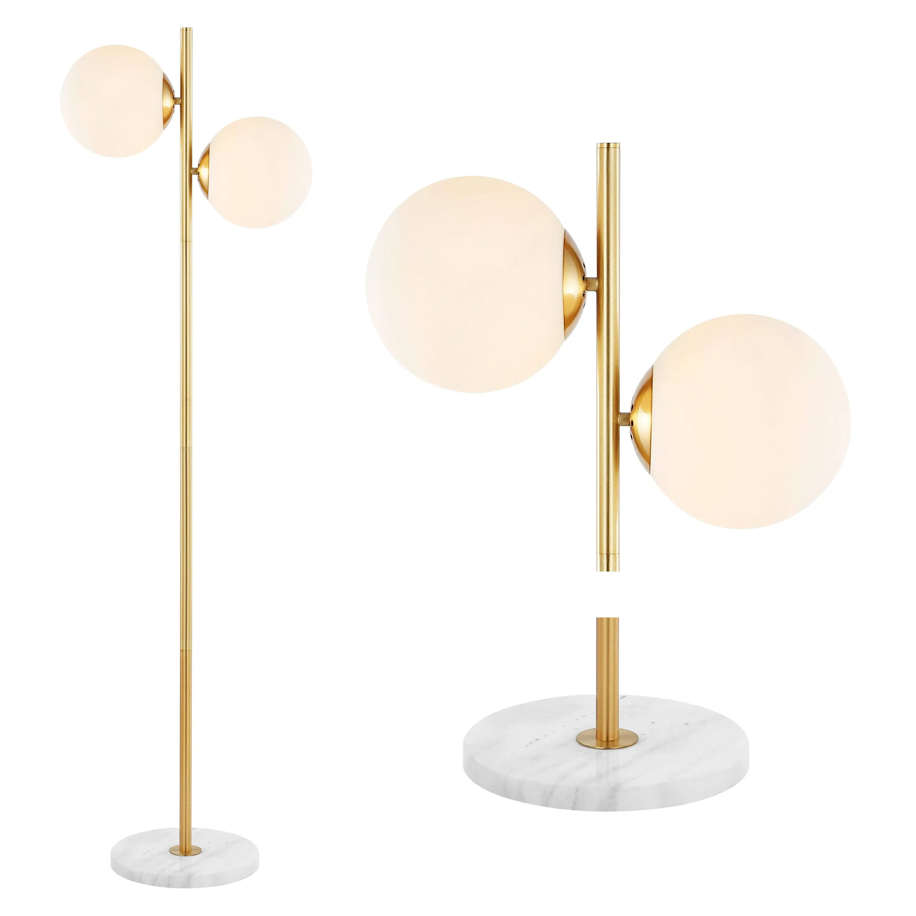 Jonathan Y Oscar 60.5" 2-Light Modern Parisian Candlestick Iron LED Floor Lamp - Gold