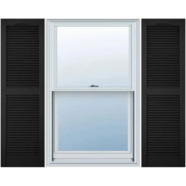 Ekena Millwork LL1S14X06000BL Lifetime Vinyl Standard Cathedral Top Center Mullion with Open Louver Shutters 14 1/2"W x 60"H Black