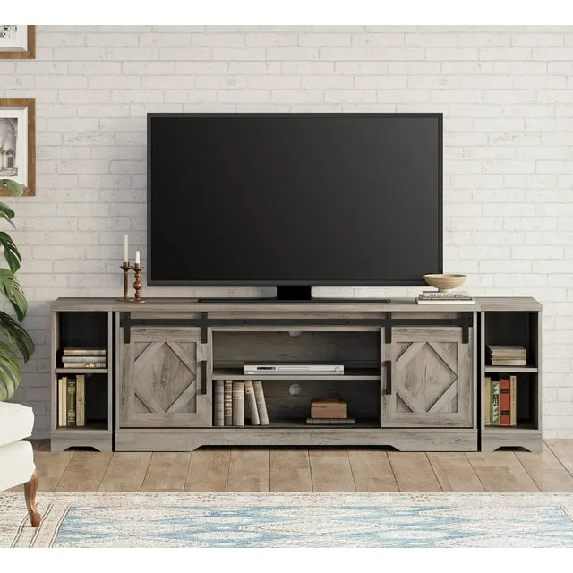 WAMPAT Modern Farmhouse TV Stand with Open Storage, Grey