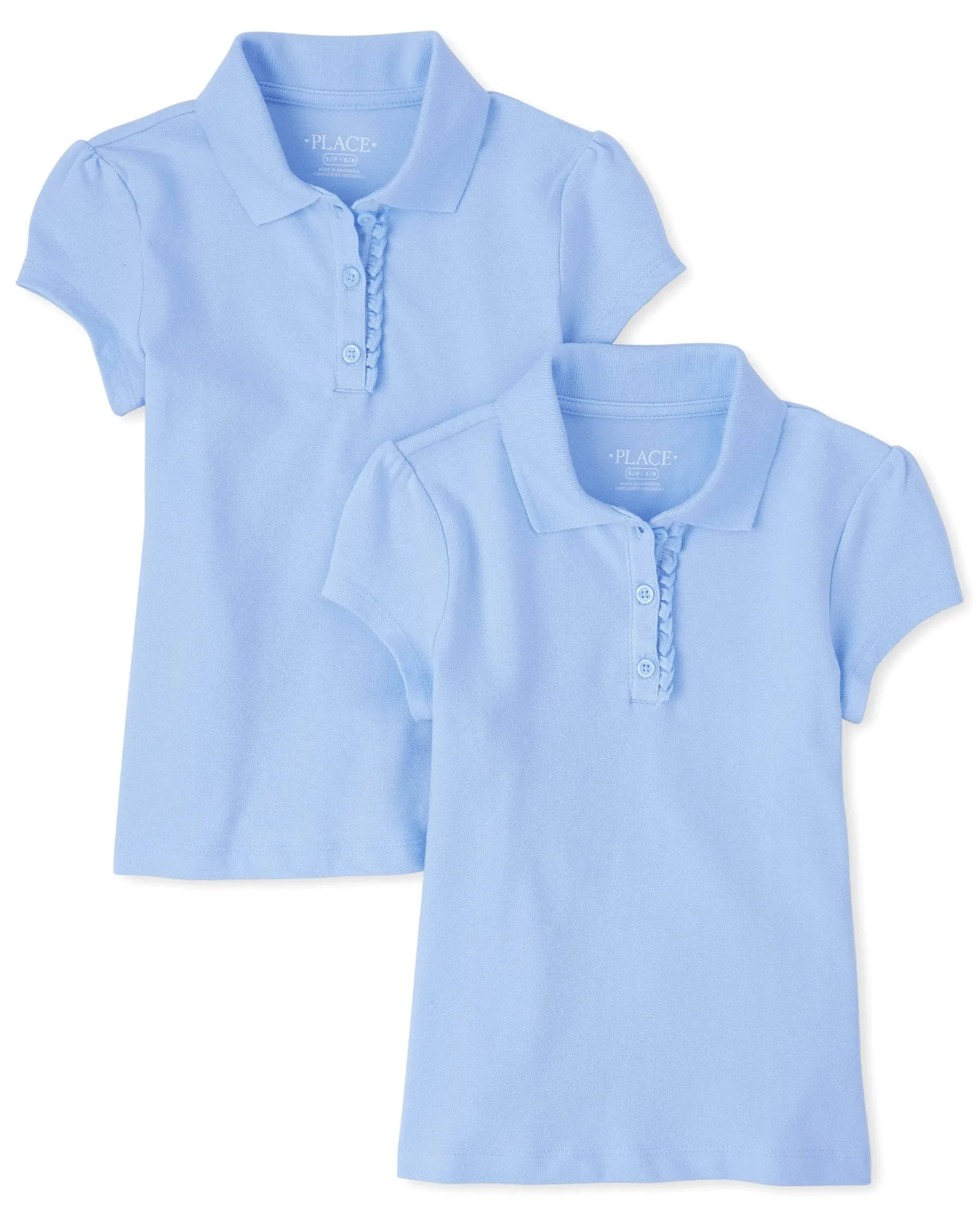 The Children's Place Girls Short Sleeve Ruffle Pique Polo Multipack