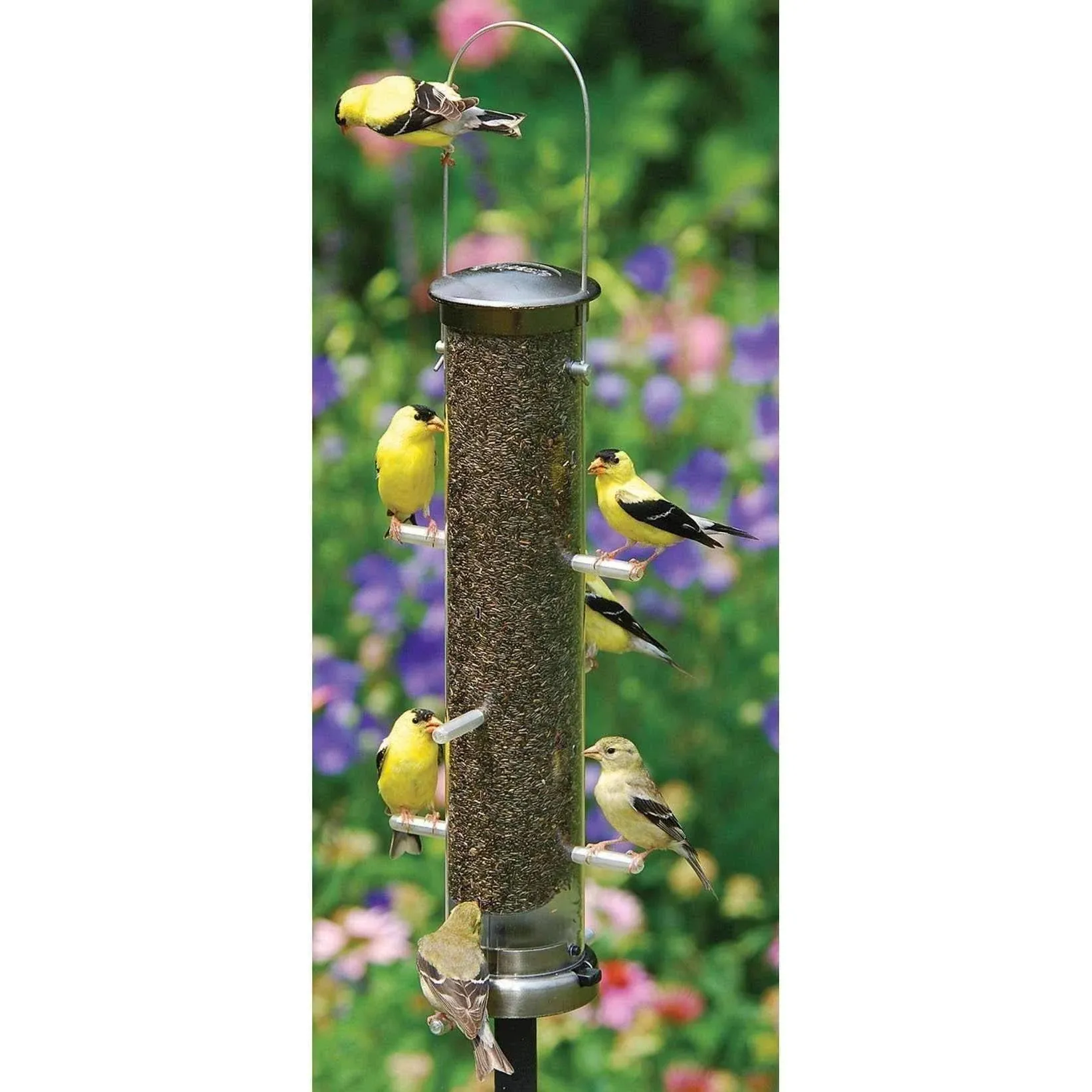 Aspects Quick-Clean Thistle Tube Feeder, Medium - Brushed Nickel