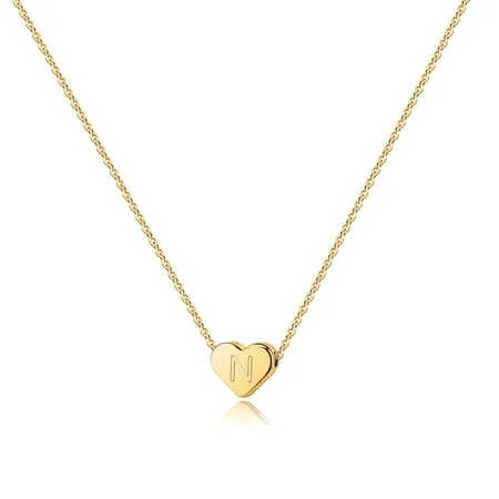 14K Gold Filled Heart Initial Necklace