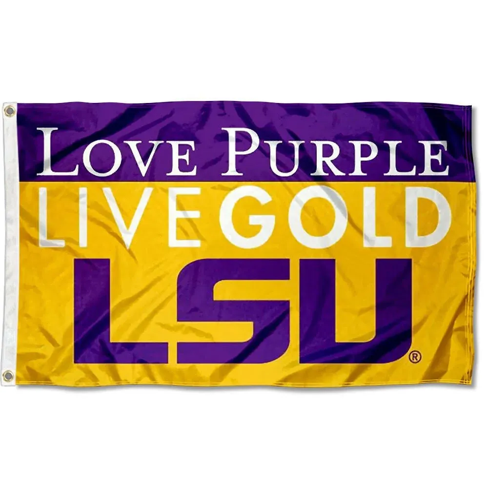 Louisiana State LSU Tigers Love Purple Live Gold Flag Large 3x5