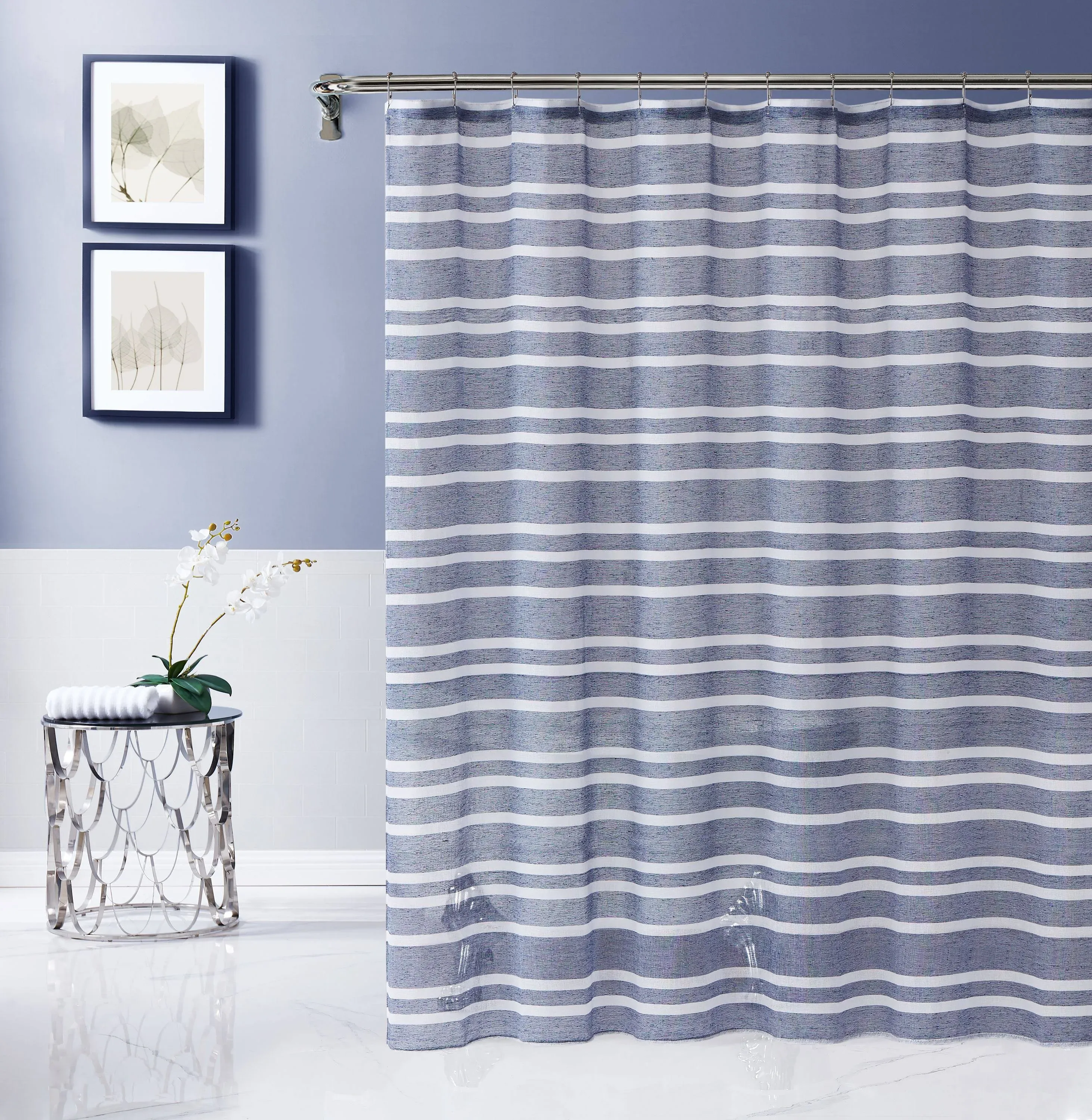 Dainty Home Naples Striped Shower Curtain, 72" x 70" - Navy