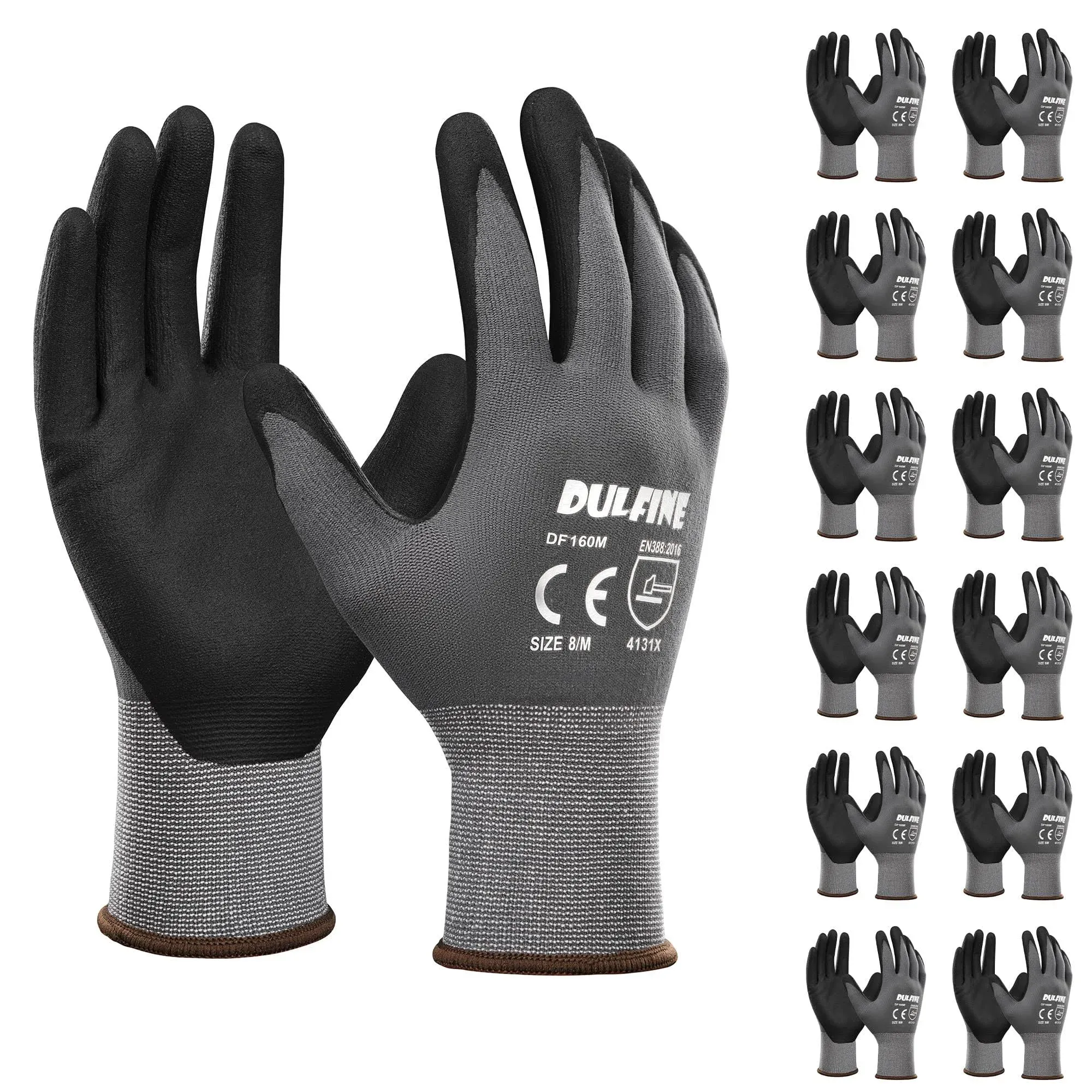 Safety Work Gloves MicroFoam Nitrile Coated-12 Pairs Pack,Seamless Knit Nylon Glove with Black Micro-Foam Nitrile Grip,Ideal for General Purpose,Automotive,Home Improvement,Painting(Extra Large)