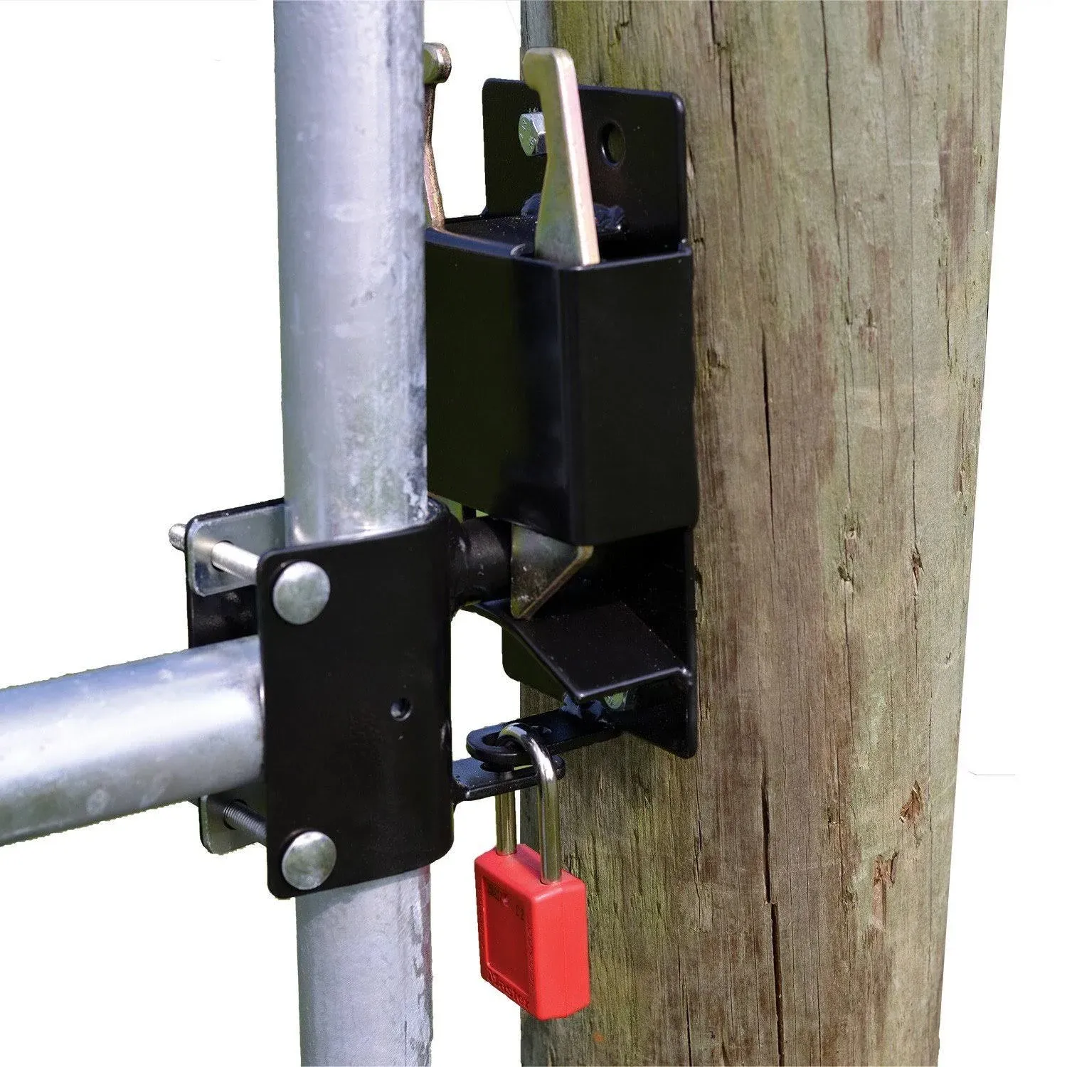 Powerfields Two-Way Lockable Livestock Gate Latch for Farms, Pet Cages, Fences, & Stables (Black)