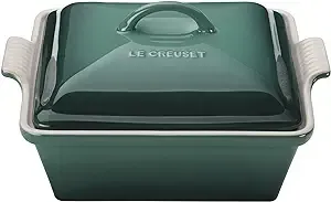 Le Creuset Stoneware Heritage Covered Square Casserole, 9-Inch, Artichaut