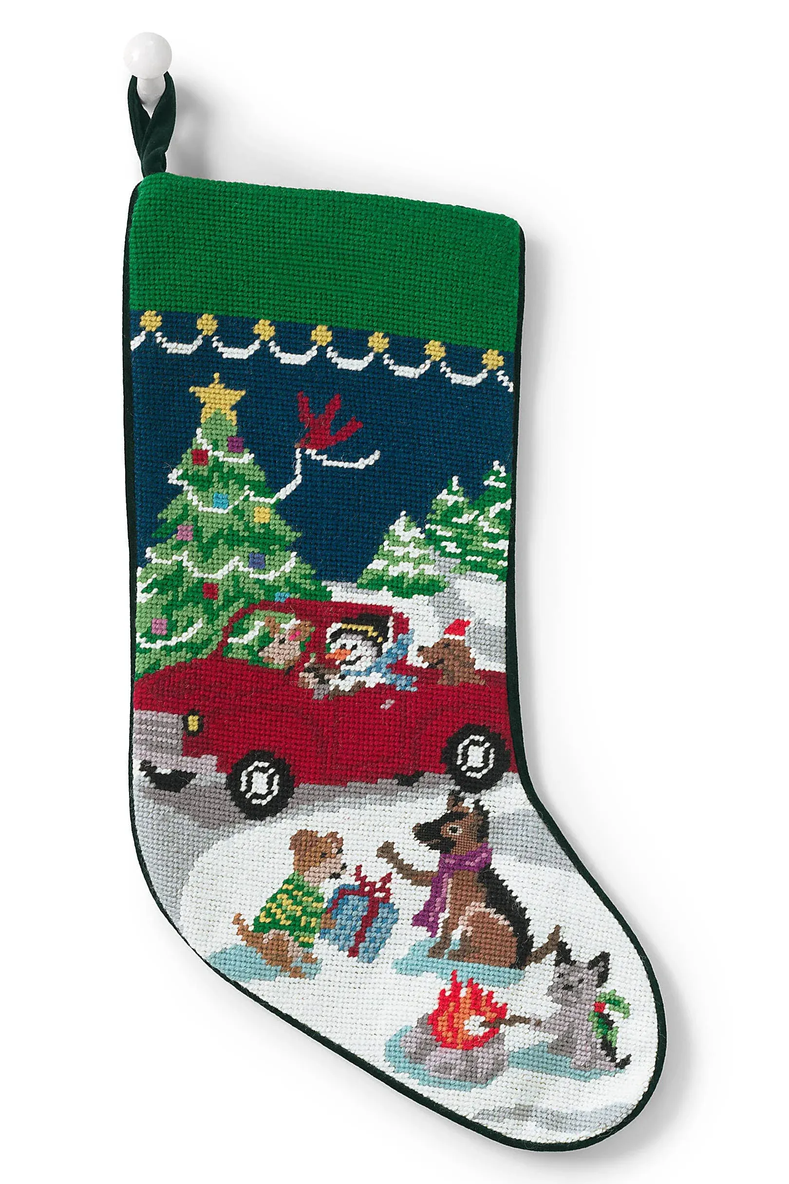 Lands' End Needlepoint Stockings Snowmans Holiday Regular