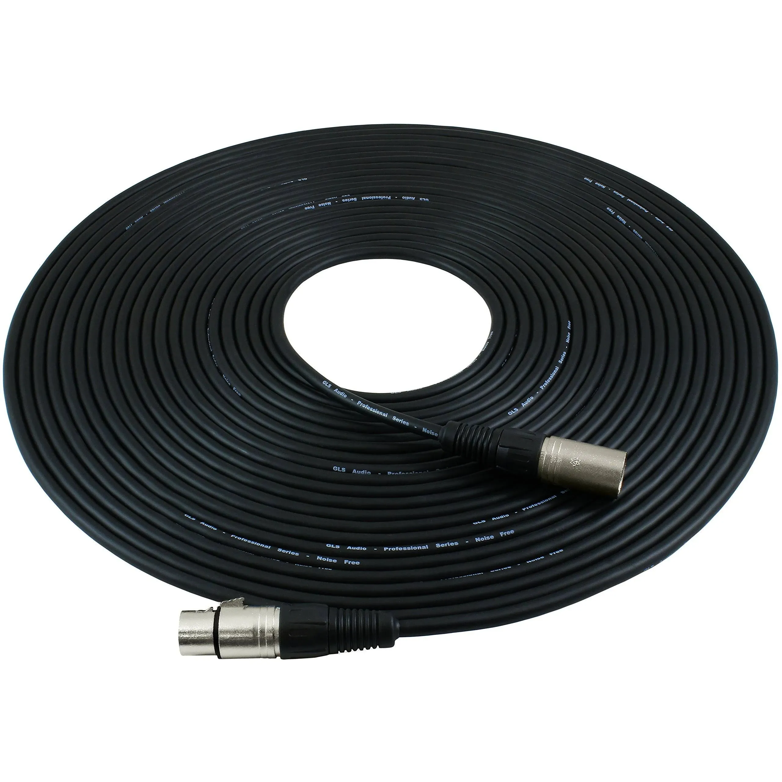 GLS Audio 50ft Mic Cable Patch Cords - XLR Male to XLR Female Black Microphone Cables - 50' Balanced Mike Snake Cord - Single