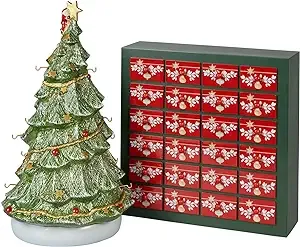 Villeroy & Boch Christmas Memory Advent Calendar Set, Including Tree, 26 Pieces, 43cm, Red