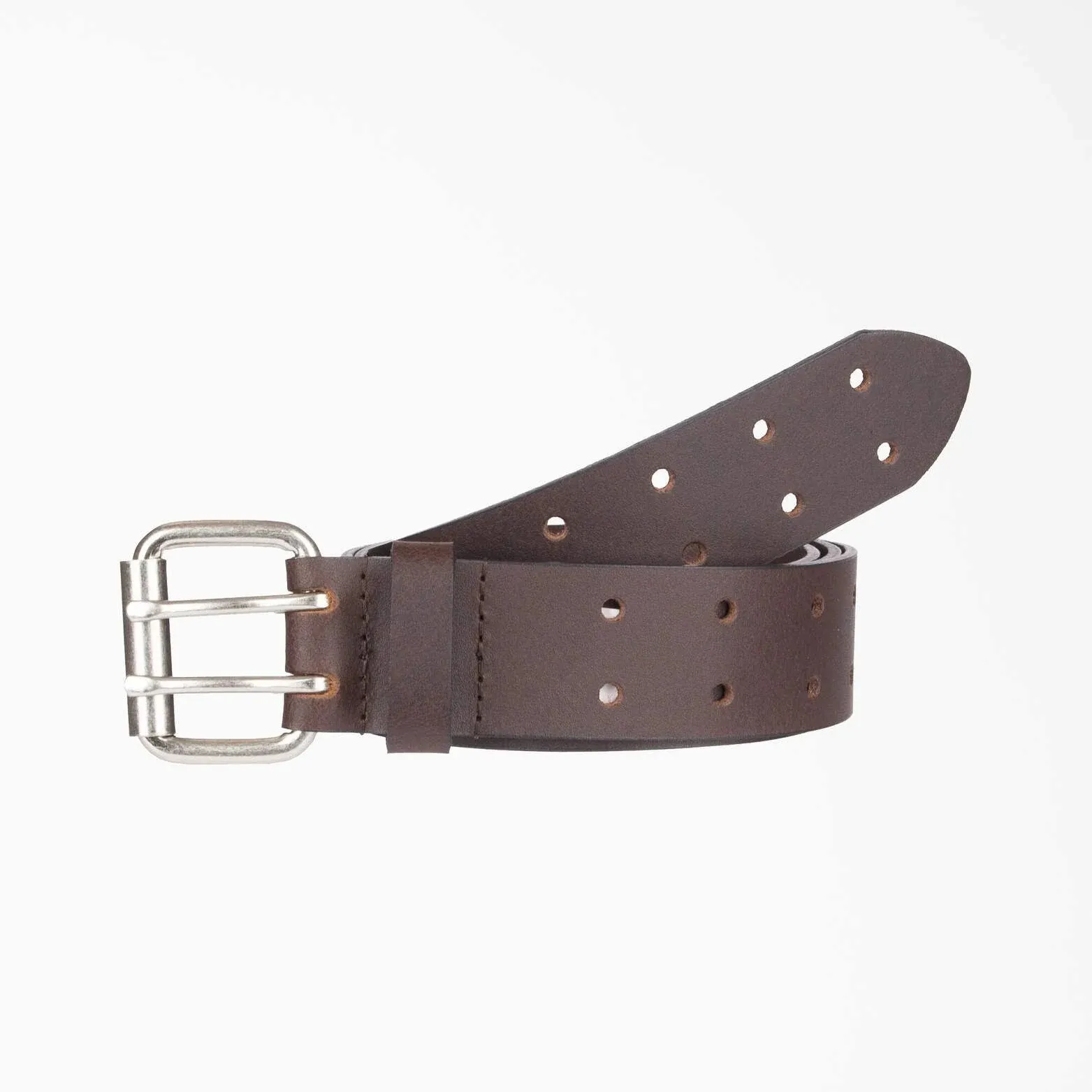 Dickies Perforated Leather Double Prong Buckle Belt Brown S Nwt