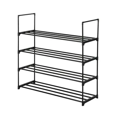 2 Set 4 Tiers Shoe Rack Shoe Tower Shelf Storage Organizer For Bedroom Entryway Hallway and Closet Gray Color