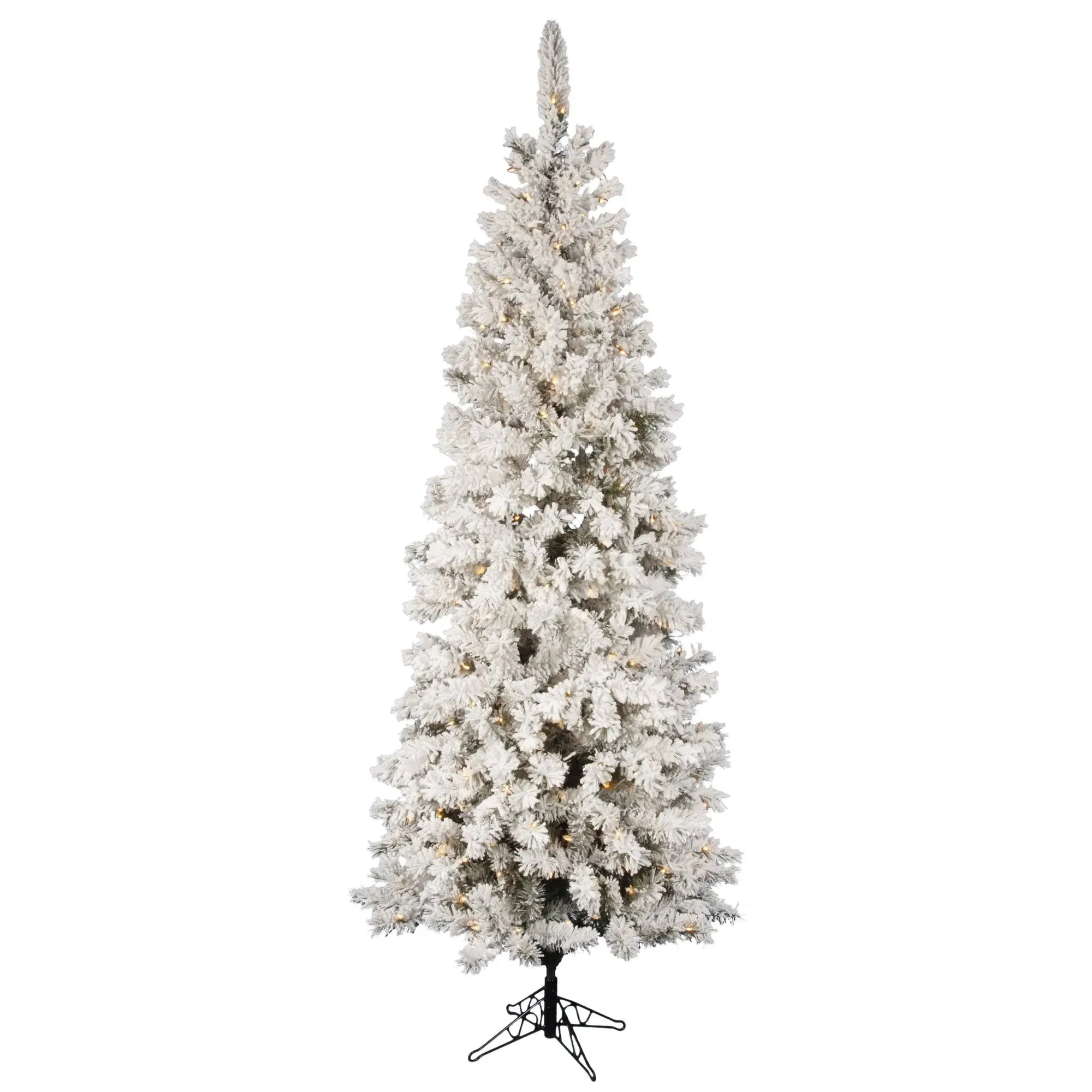 9.5&#39; Flocked Pacific Artificial Christmas Tree with Warm White LED Lights