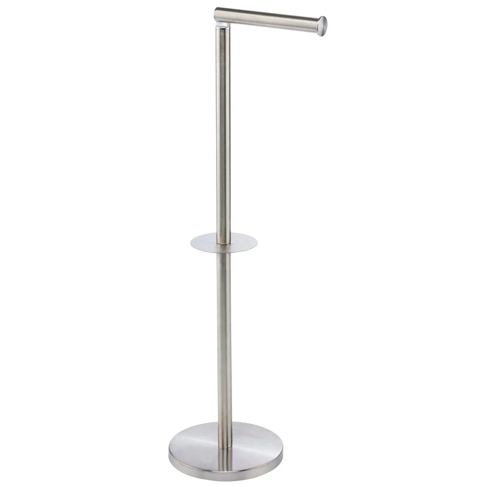 mDesign Stainless Steel Free-Standing Modern Toilet Paper Holder - Brushed SS