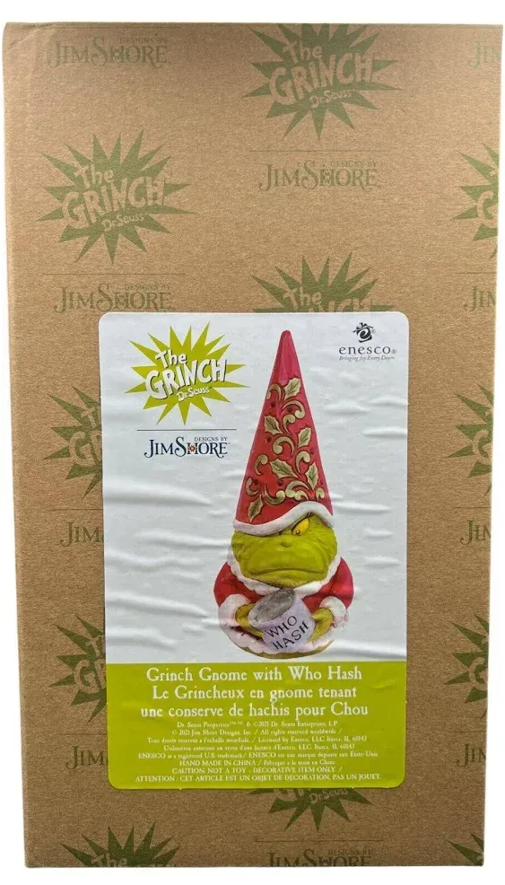 Enesco Jim Shore Dr. Seuss The Grinch Gnome with Who Hash Figurine, 8 Inch ...