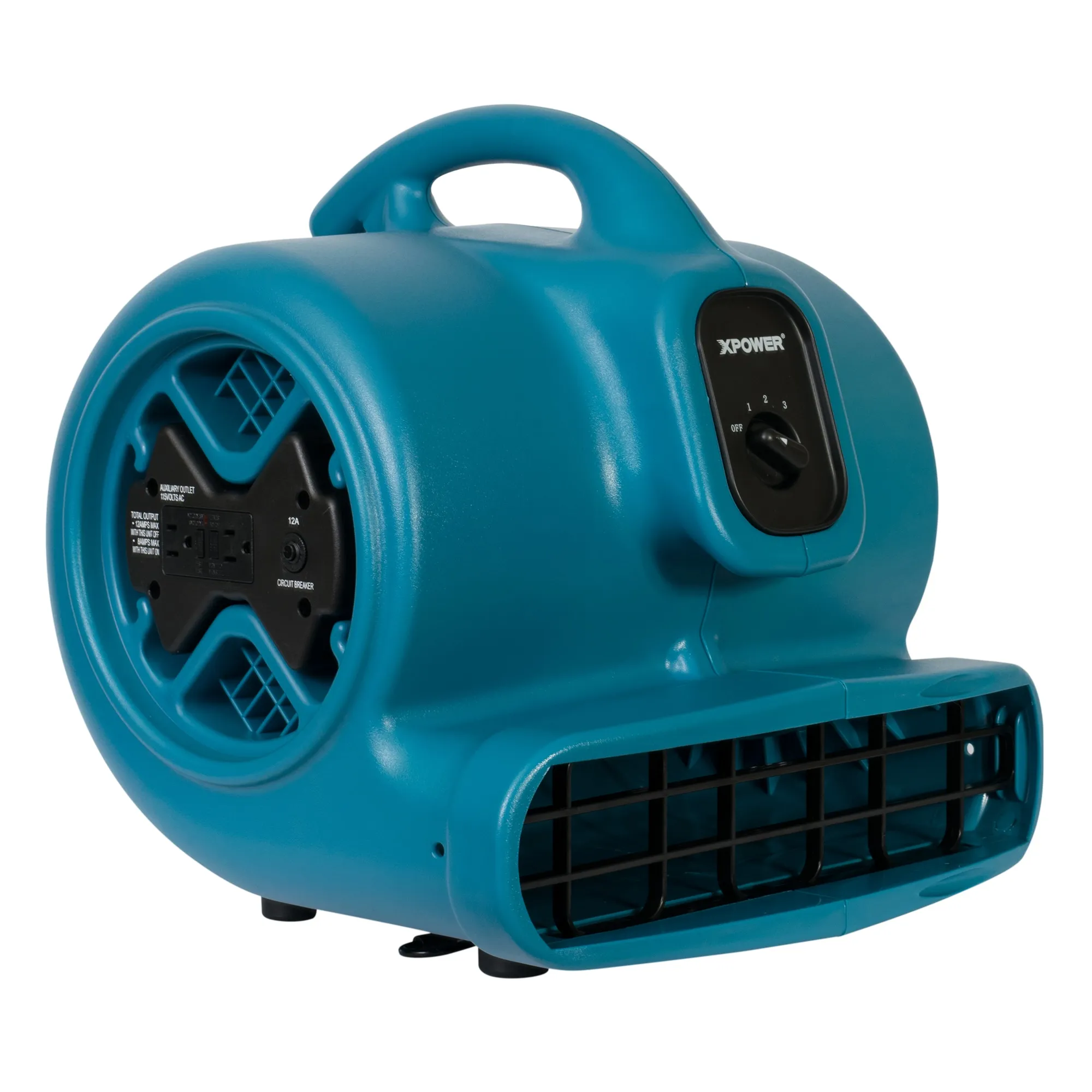 XPOWER X-600A 1/3 HP 2400 CFM 3 Speed Air Mover with GFCI Outlets for Daisy Chain ...