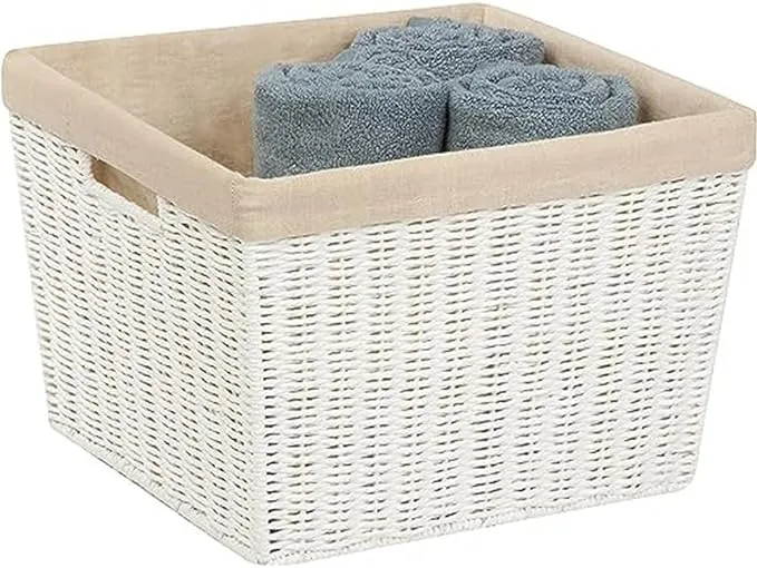 Honey Can Do Parchment Cord Basket W/Liner, White