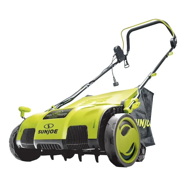 Sun Joe AJ805E Electric Lawn Dethatcher w/ Collection Bag , 15 inch , 13 Amp , Scarifier