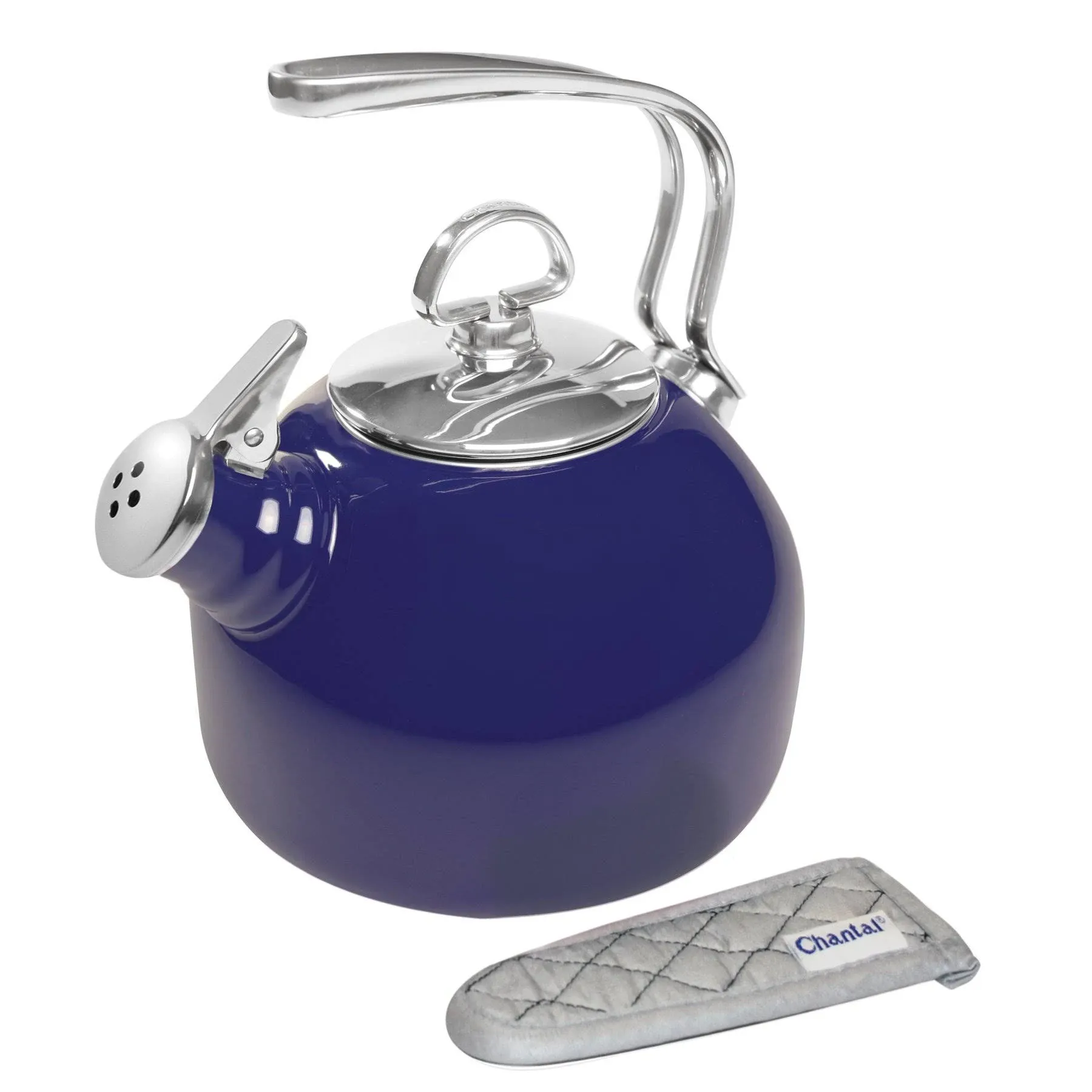 Chantal Enamel On Steel Classic Stove Whistling Teapot, Cobalt Blue - 1.8 qt