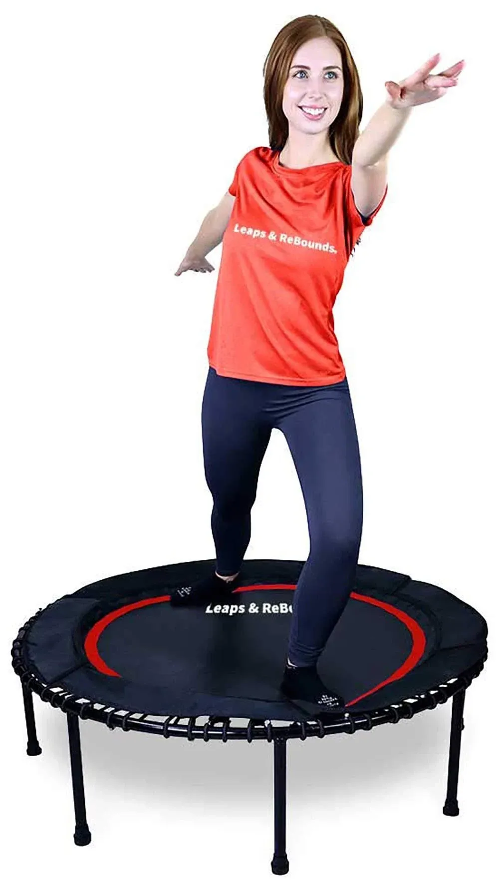 LEAPS &amp; REBOUNDS 48&#034; Mini Fitness Trampoline &amp; Rebounder Exercise Equipment, Red