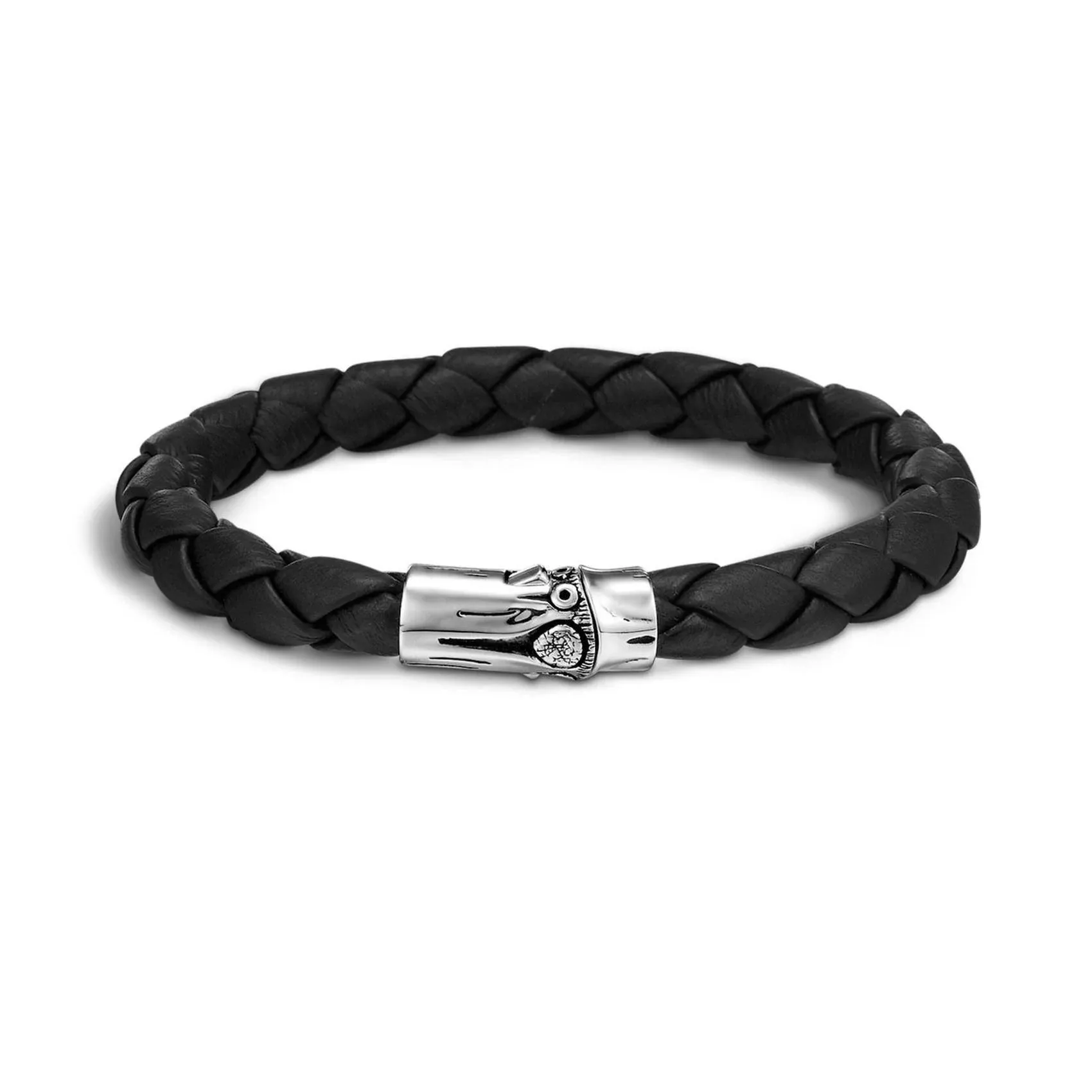 John Hardy Bamboo Silver Woven Leather Bracelet