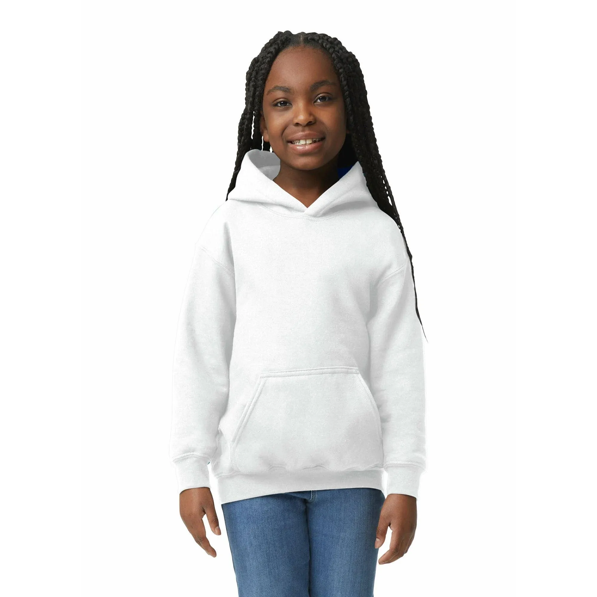 Gildan Youth Hooded Sweatshirt, Style G18500b, White, Small