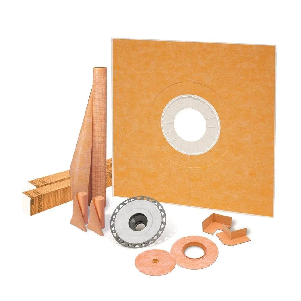 Schluter Kerdi 72&#034; x 72&#034; Shower Kit with 2 Inch PVC Flange and Joint Sealant