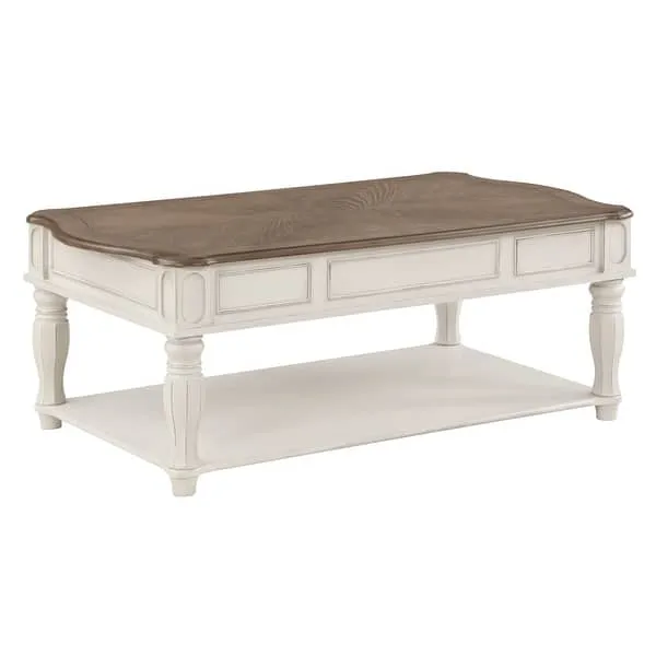 ACME Florian Coffee Table with Lift Top in Oak and Antique White - Bed Bath & Beyond - 37796173