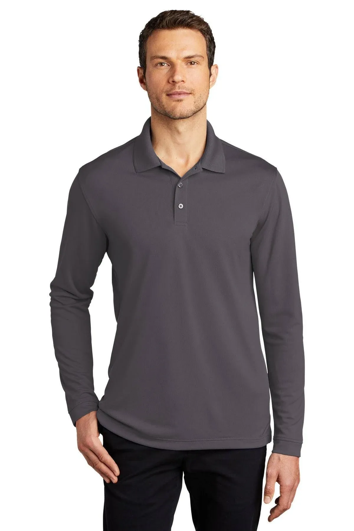 Port Authority K110LS Dry Zone UV Micro Mesh Long Sleeve Polo - Graphite - L