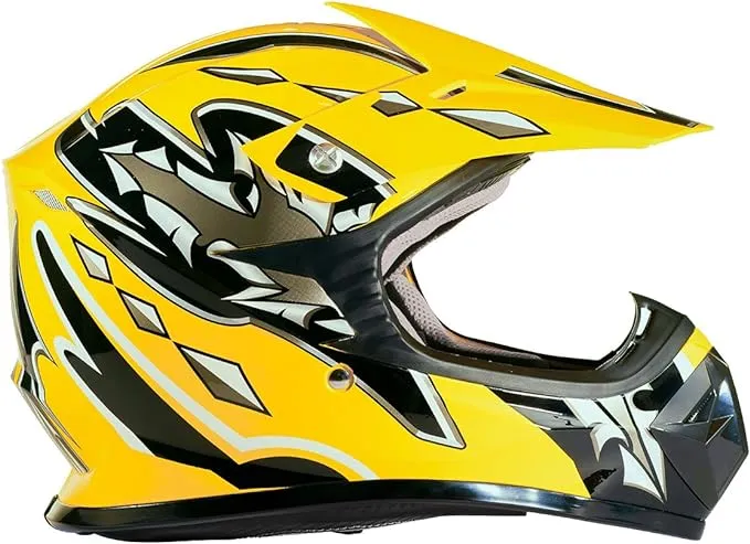 Typhoon Kids Youth Offroad Helmet DOT Motocross ATV Dirt Bike MX Motorcycle Yellow, Medium