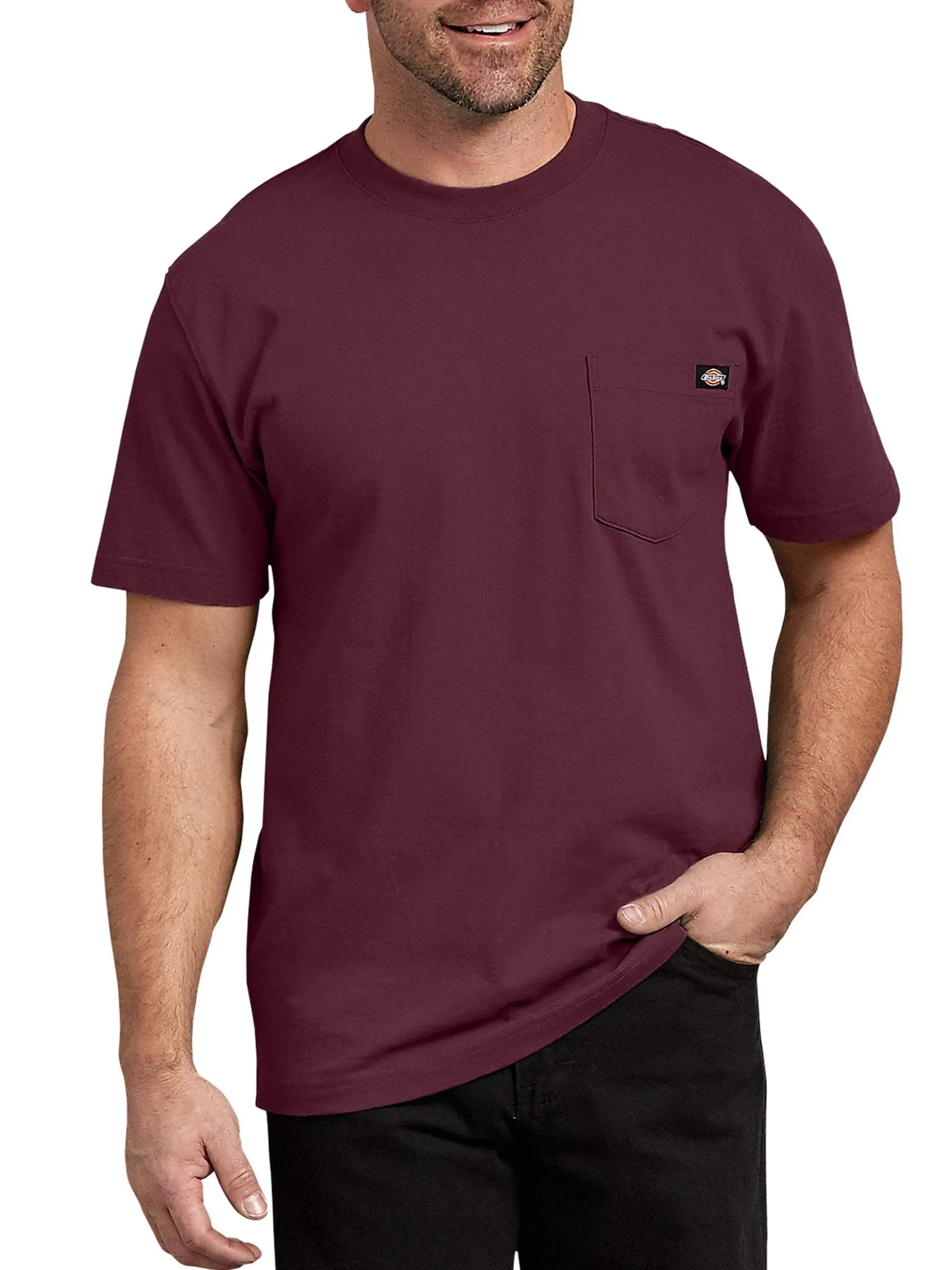 Dickies Shirts: Men's WS450 BY Burgundy Crew Neck Heavyweight Short Sleeve Shirt 