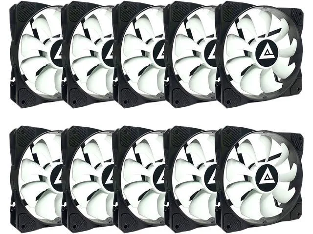 APEVIA 1012S-WB 120mm Non-LED Black/White Fan with Anti-Vibration Rubber Pads (10 Pack)