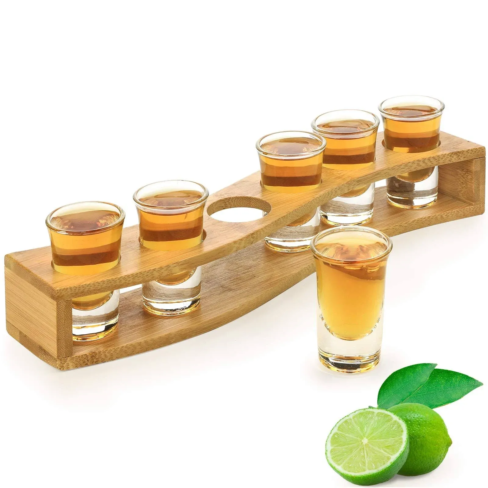  6Pcs Shot Glass Set 1Oz/30Ml Shot Glass Holder Heavy Base for Whisky Tequila 