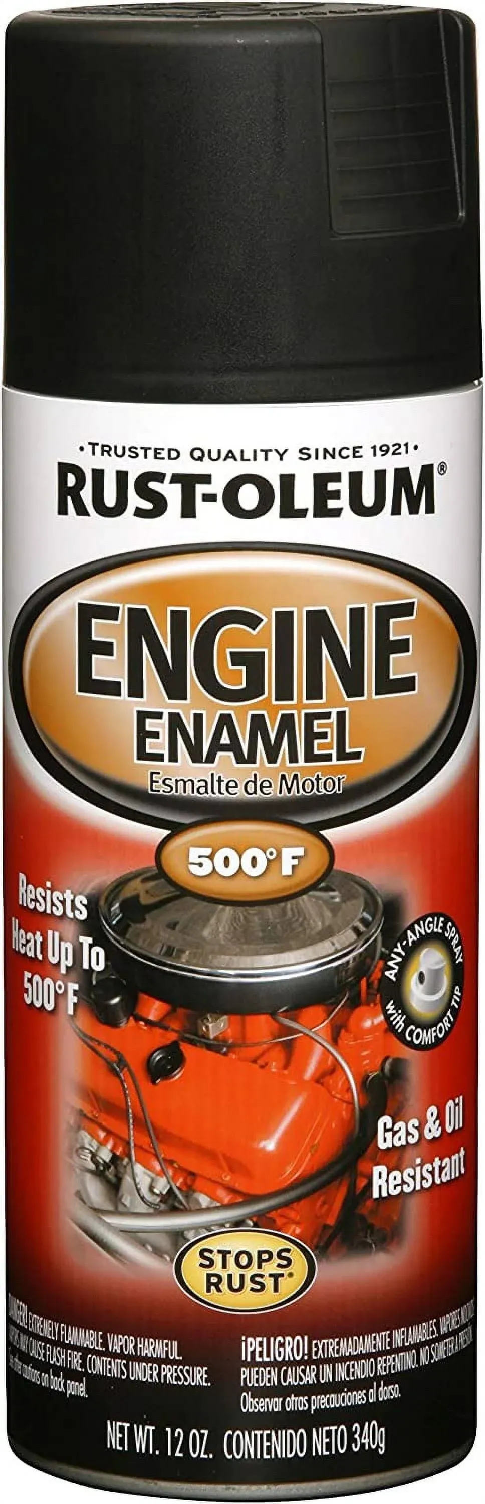 Engine Spray Enamel, Black Semi-Gloss, 12 oz., Rust-oleum, 248936