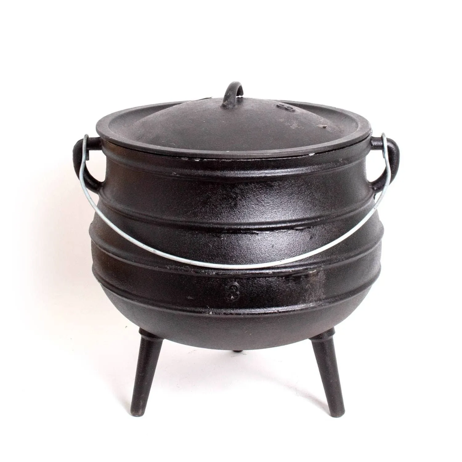 Lehman's Potjie Cast Iron Campfire Cooking Kettle Pot 3 Leg 15.25 inch 4.75 Gallon, Black